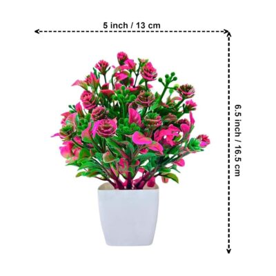 ATEVON Artificial Flowers with Pot for Decoration for Table top, Home Decor, Office Decor, Cherry Blossom Flowers